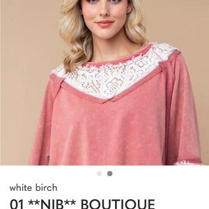 White Birch Blush Top with Lace Accents